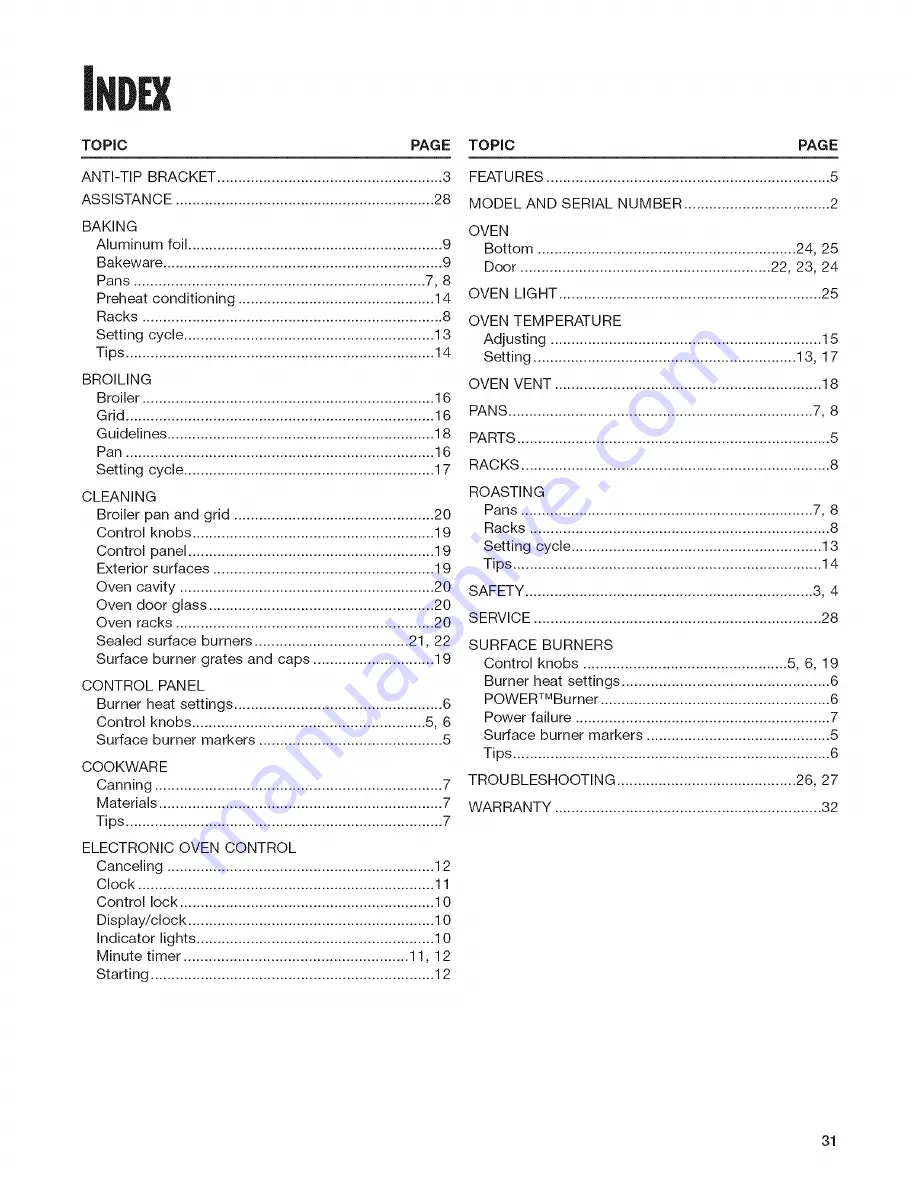 Whirlpool YSF315PEG Скачать руководство пользователя страница 31