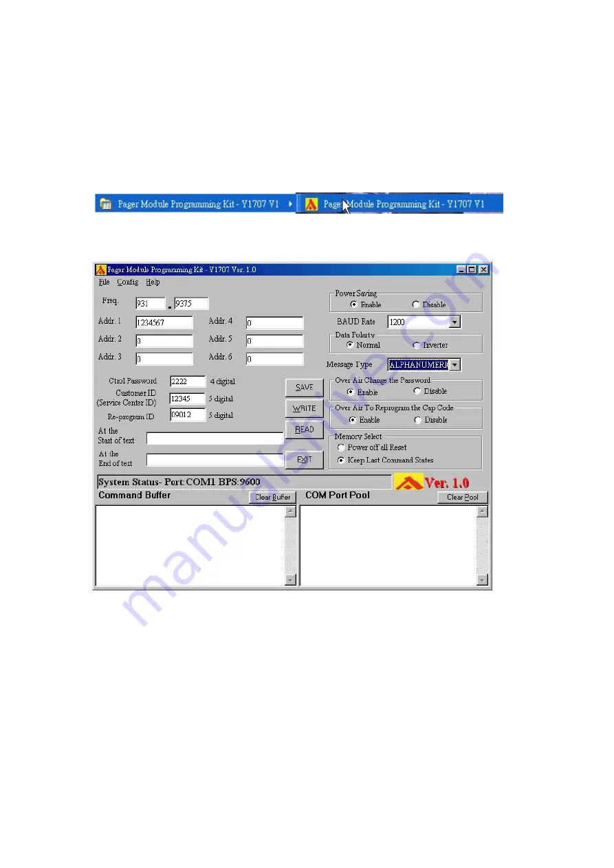 Wireless Devices POCSAG Y1707RS Operation Manual Download Page 12