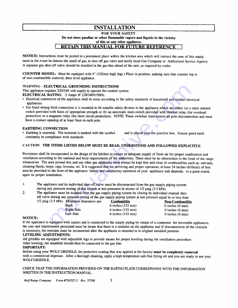 Wolf RC(SIZE)E Owner'S Manual Download Page 3