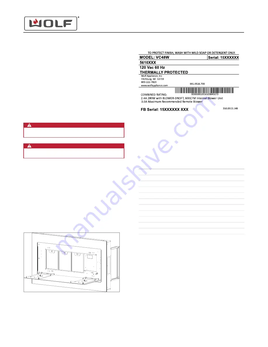 Wolf VC48W Manual Download Page 1