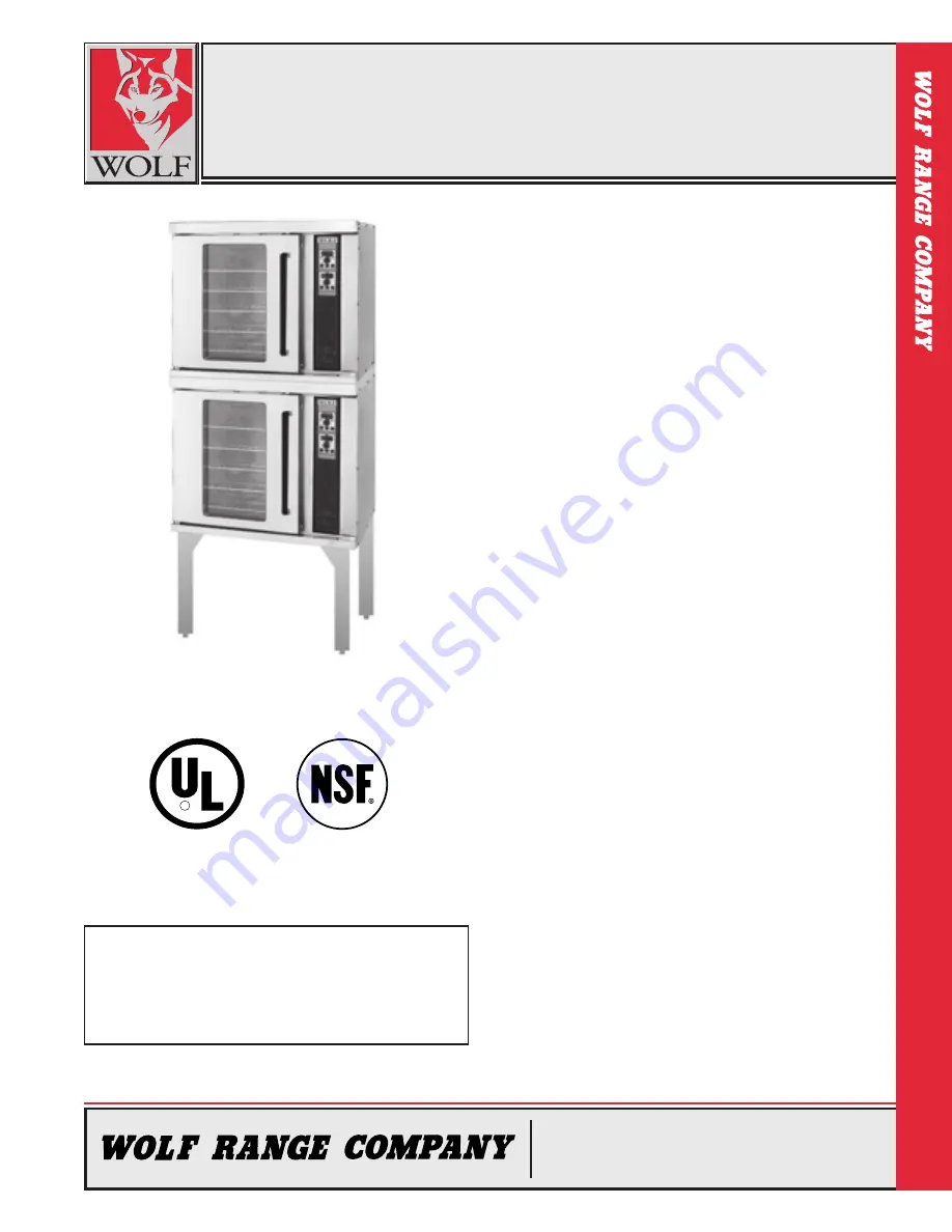 Wolf WKEHC2 Specification Sheet Download Page 1