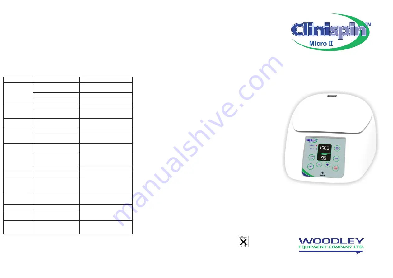 Woodley Clinispin Micro II Скачать руководство пользователя страница 1