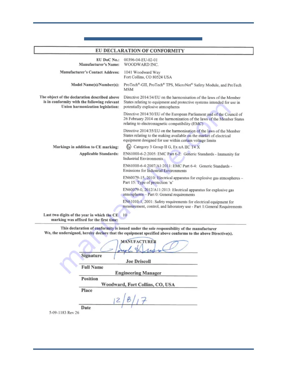 Woodward ProTech-GII Product Manual Download Page 194