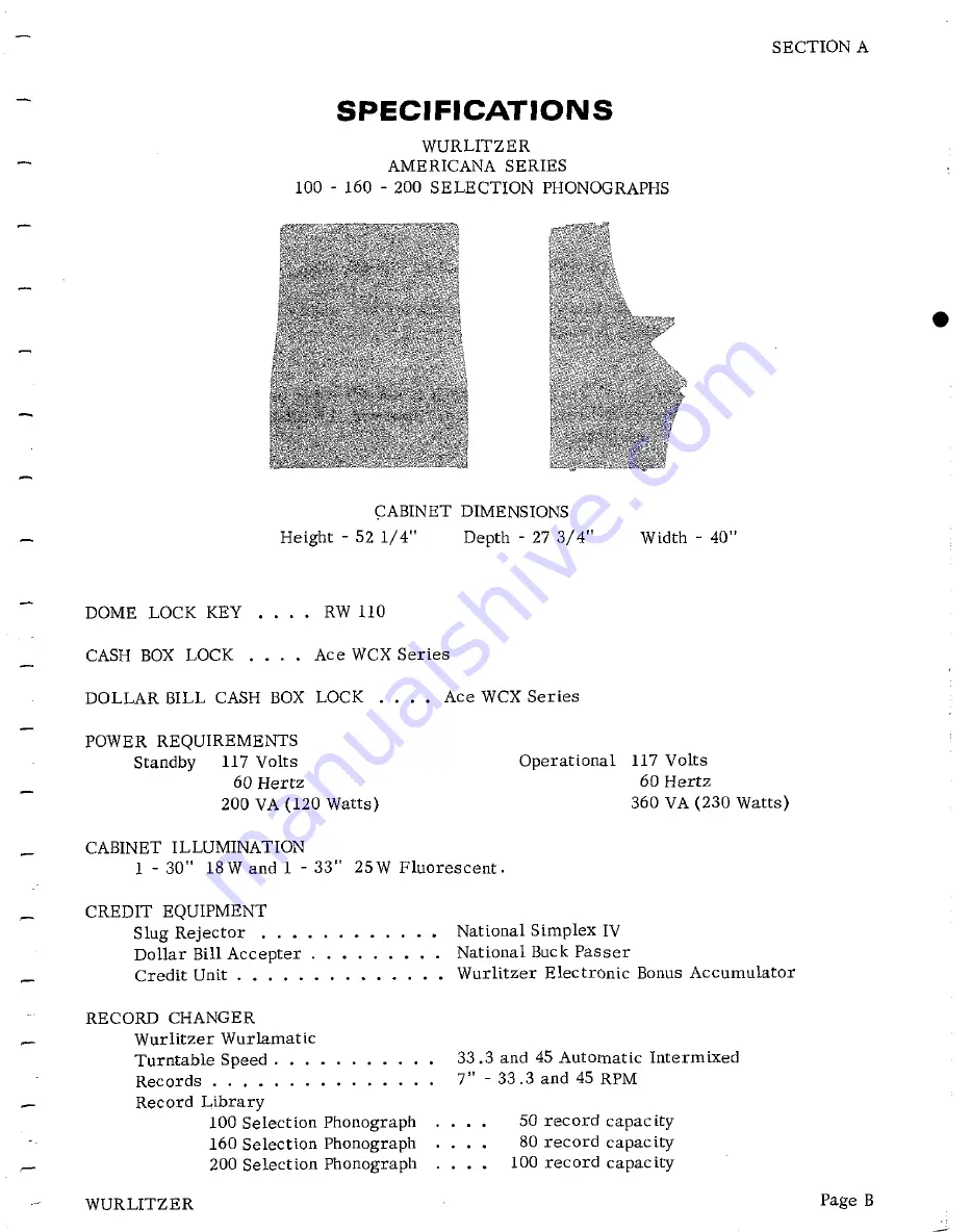 Wurlitzer 3800 Series Service Manual Download Page 2