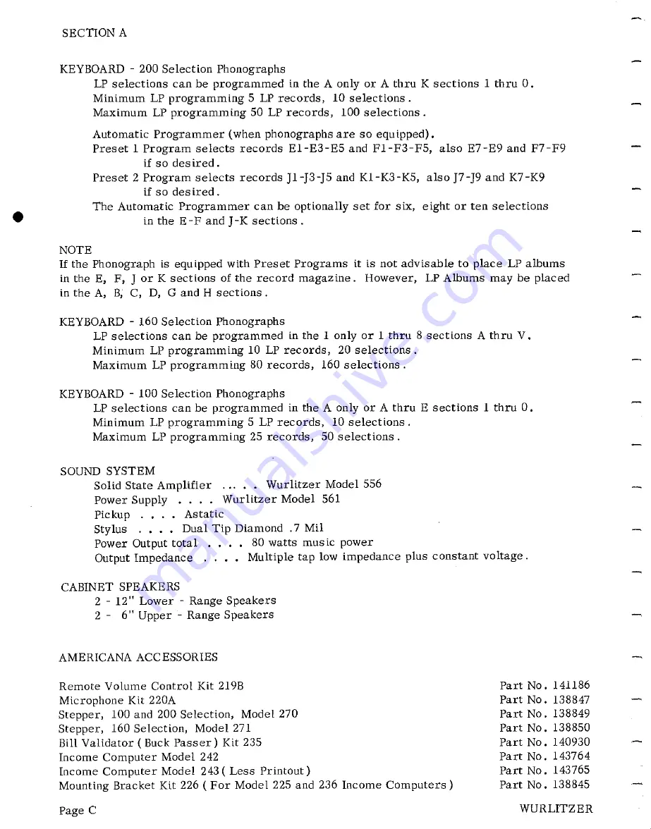 Wurlitzer 3800 Series Service Manual Download Page 3