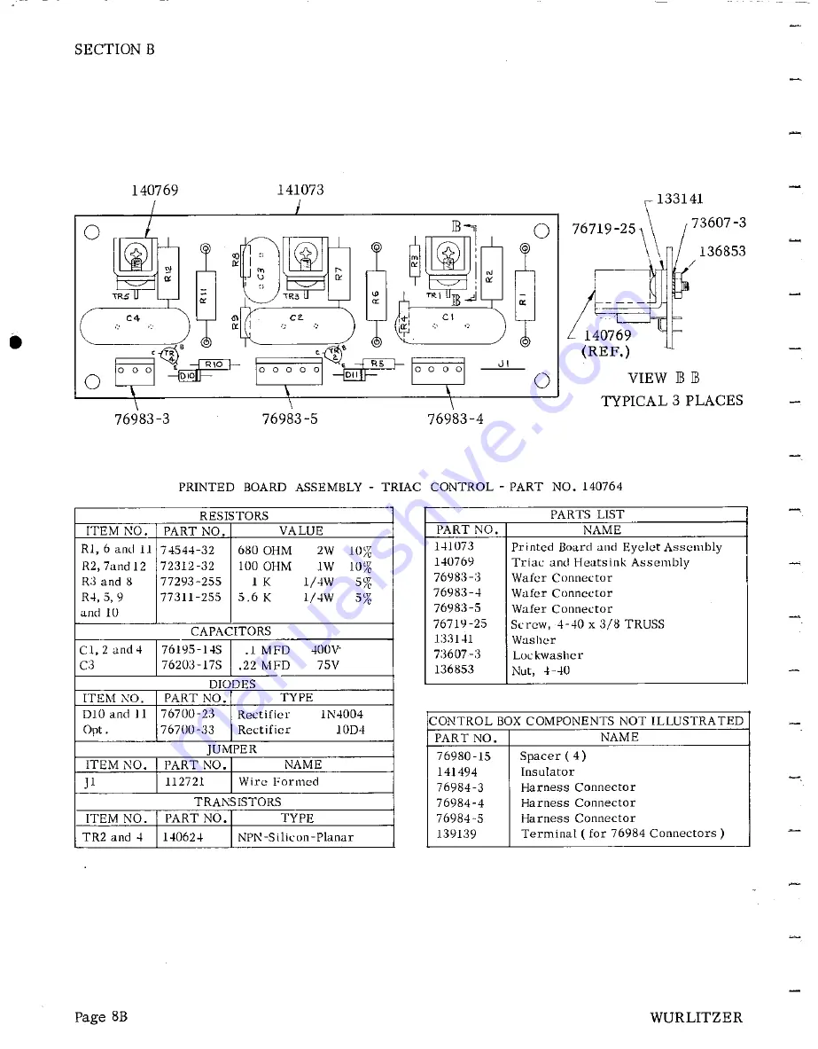 Wurlitzer 3800 Series Service Manual Download Page 17