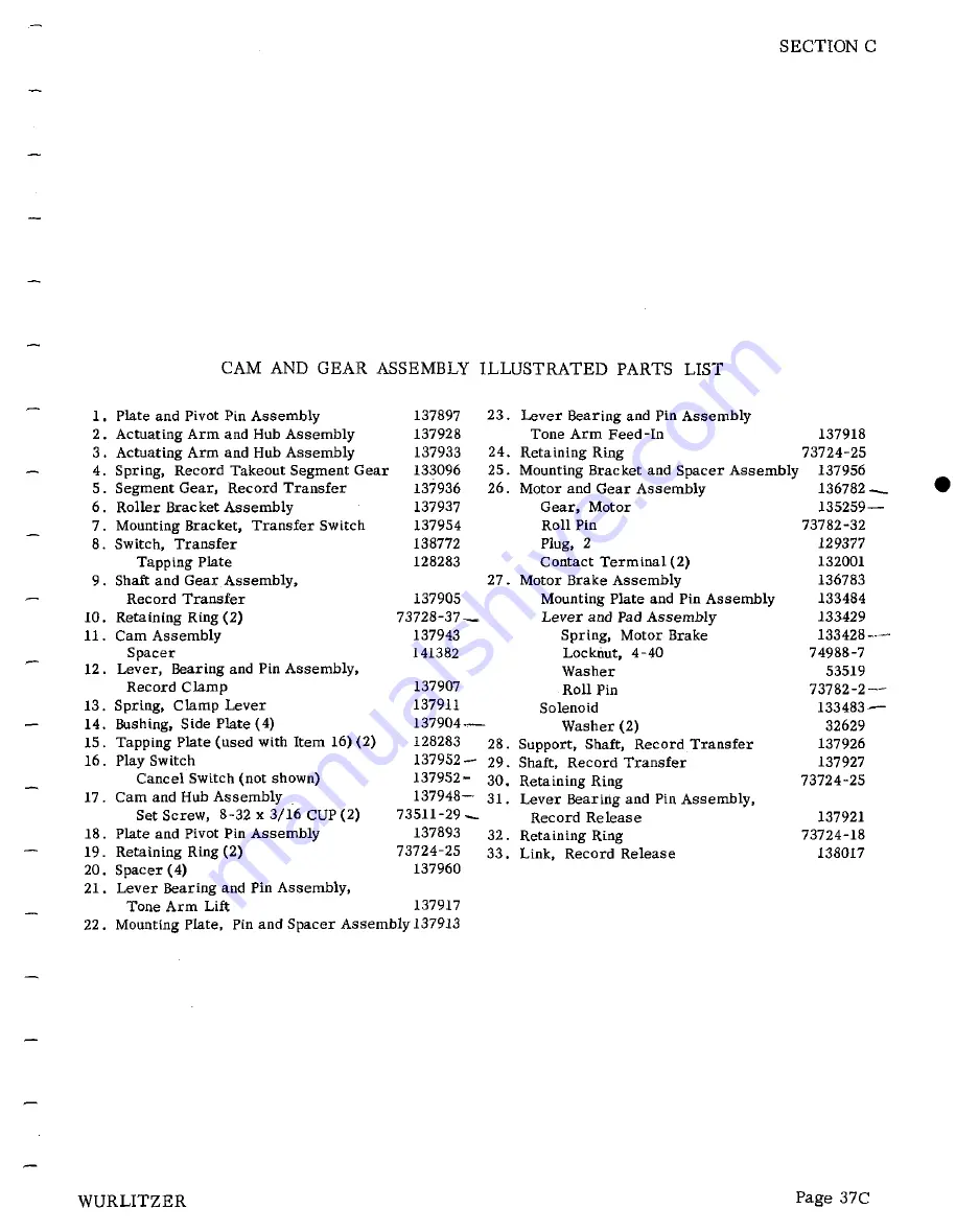 Wurlitzer 3800 Series Service Manual Download Page 61