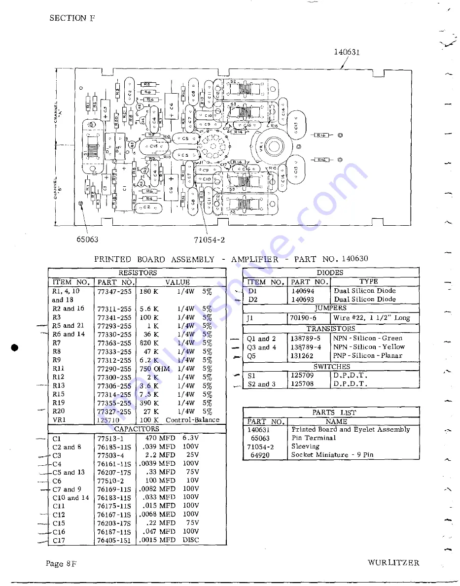 Wurlitzer 3800 Series Service Manual Download Page 100