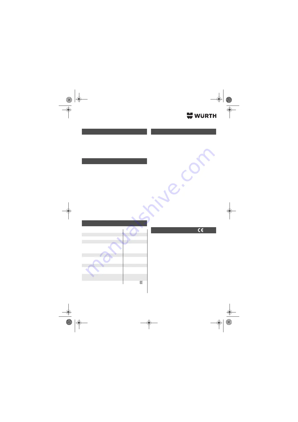 Würth 0702 571 X Translation Of The Original Operating Instructions Download Page 148