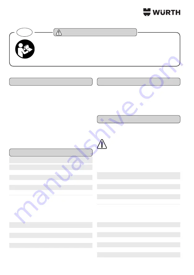 Würth 0715 53 260 Operating Instructions Manual Download Page 34