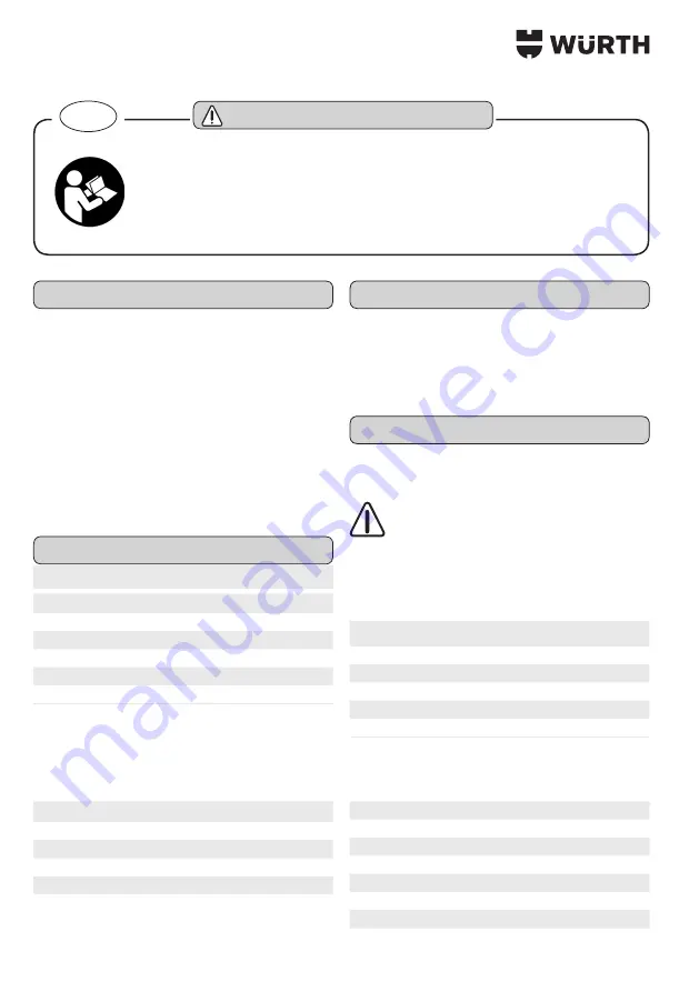 Würth 0715 53 260 Operating Instructions Manual Download Page 54