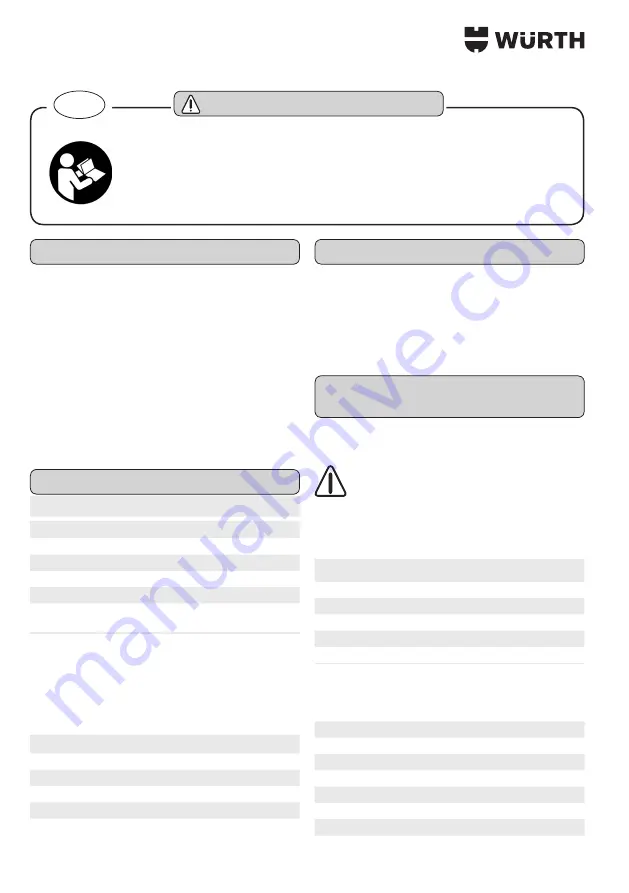 Würth 0715 53 260 Operating Instructions Manual Download Page 58