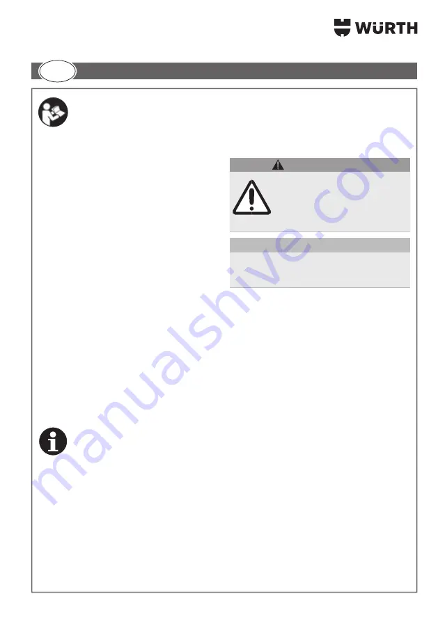 Würth 0827 981 170 Operation Instruction Manual Download Page 15