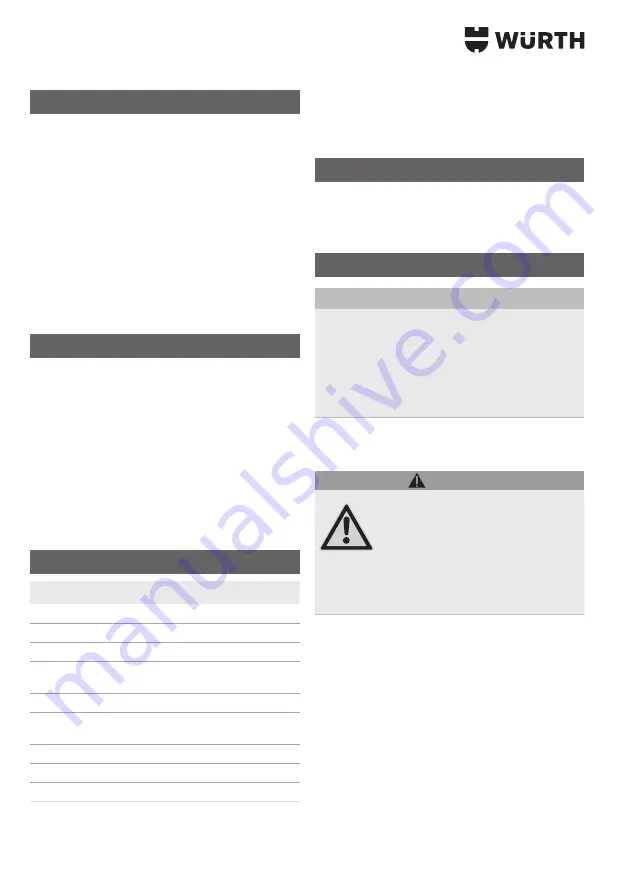 Würth 0891 110 500 Translation Of The Original Operating Instructions Download Page 80