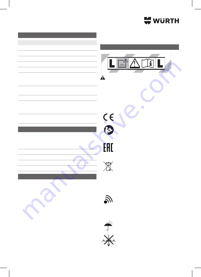 Würth 5701 400 00X Translation Of The Original Operating Instructions Download Page 44