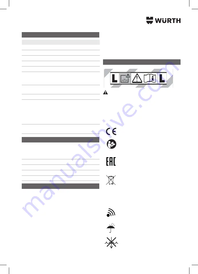 Würth 5701 400 00X Translation Of The Original Operating Instructions Download Page 53