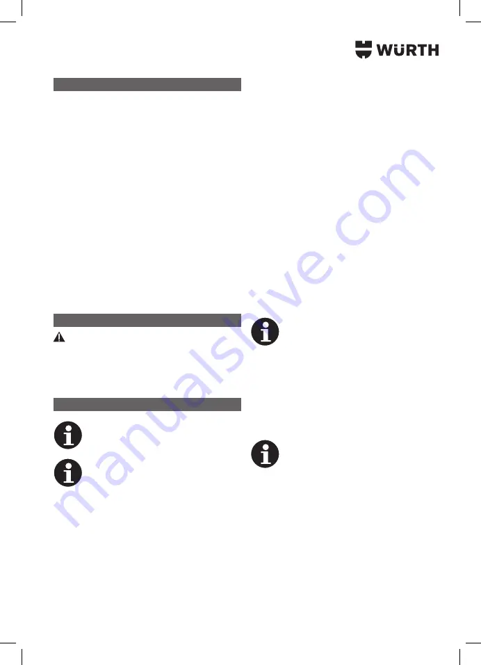 Würth 5701 400 00X Translation Of The Original Operating Instructions Download Page 63