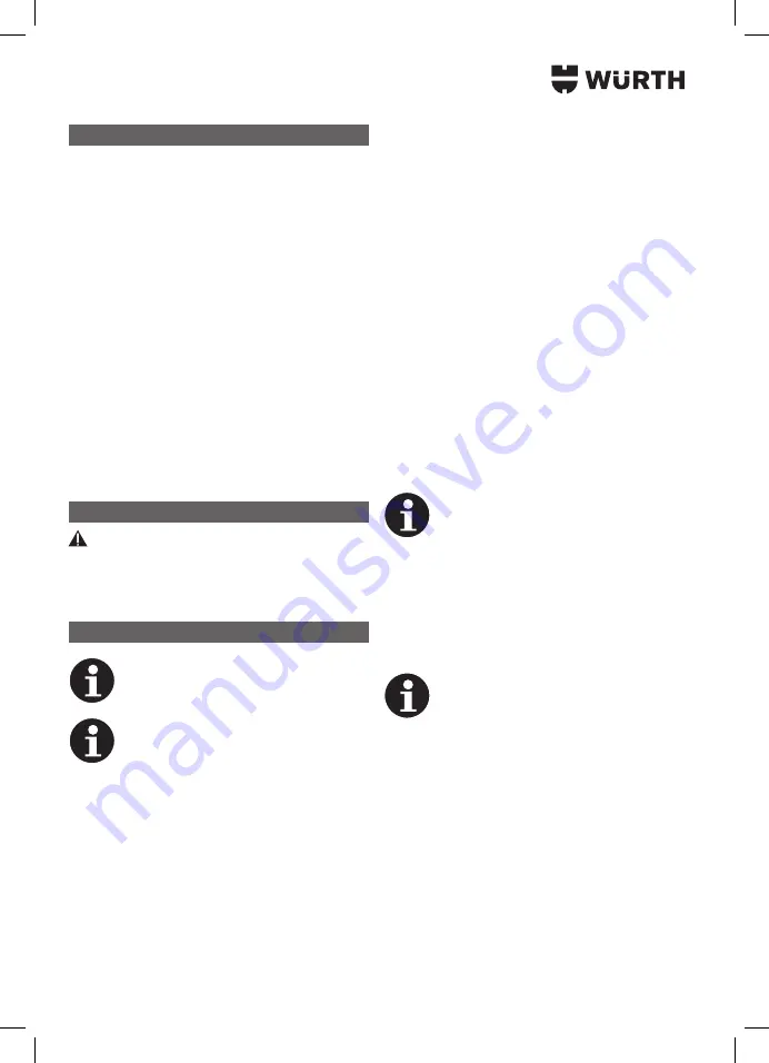 Würth 5701 400 00X Translation Of The Original Operating Instructions Download Page 72