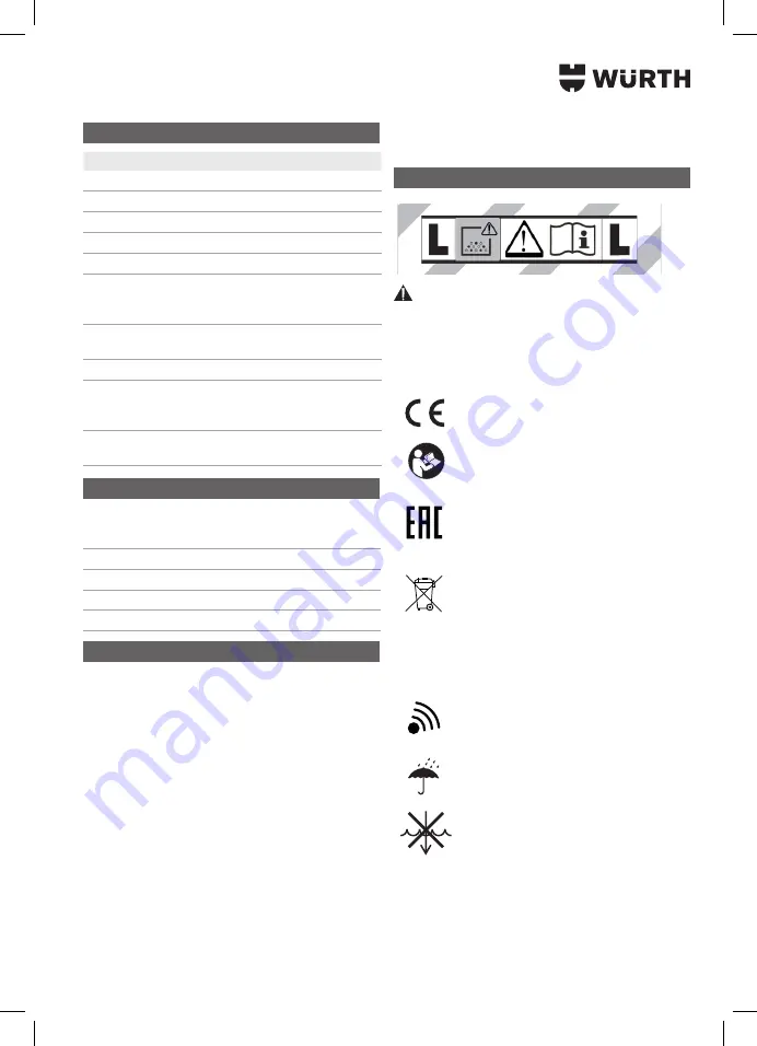 Würth 5701 400 00X Translation Of The Original Operating Instructions Download Page 95