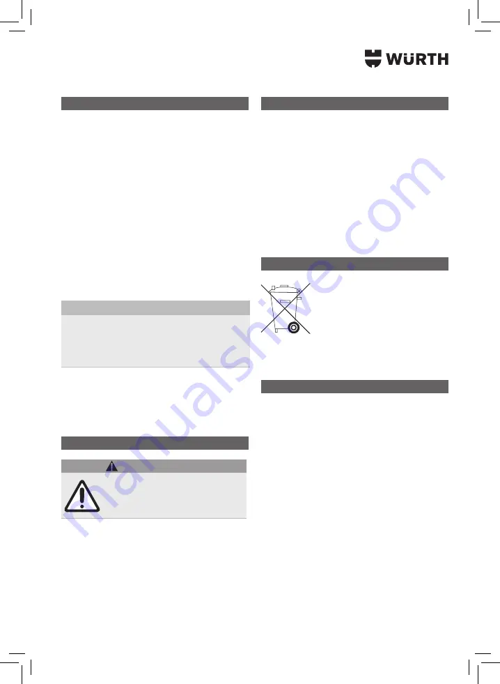 Würth 5952 000 180 Operating Instructions Manual Download Page 55