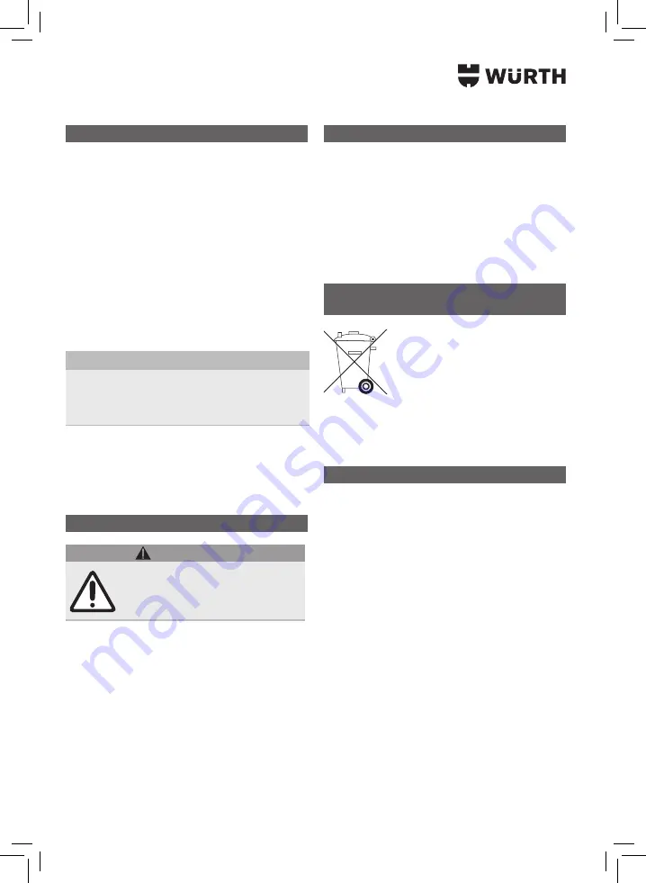 Würth 5952 000 180 Operating Instructions Manual Download Page 224