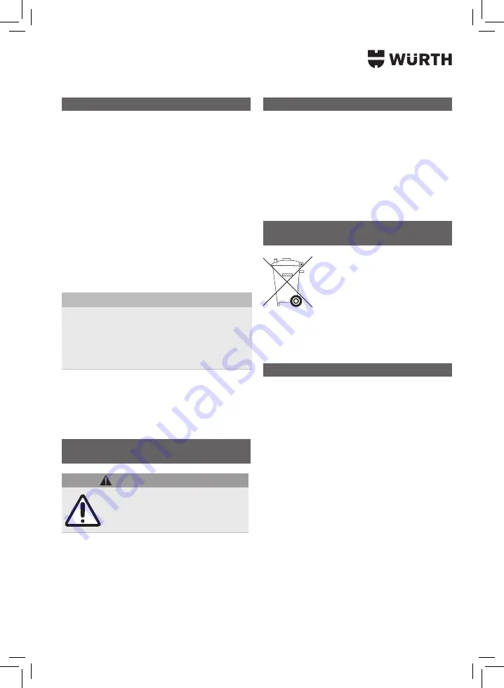 Würth 5952 000 180 Operating Instructions Manual Download Page 263