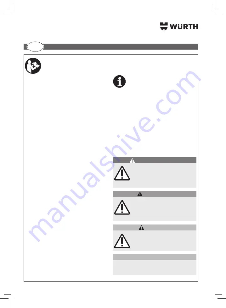 Würth 5952 000 200 Translation Of The Original Operating Instructions Download Page 148