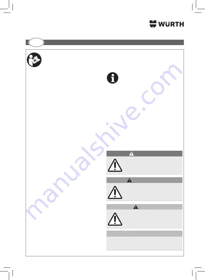 Würth 5952 000 200 Translation Of The Original Operating Instructions Download Page 269