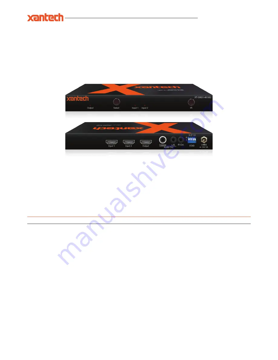 Xantech XT-SW21-4K18G User Manual Download Page 1