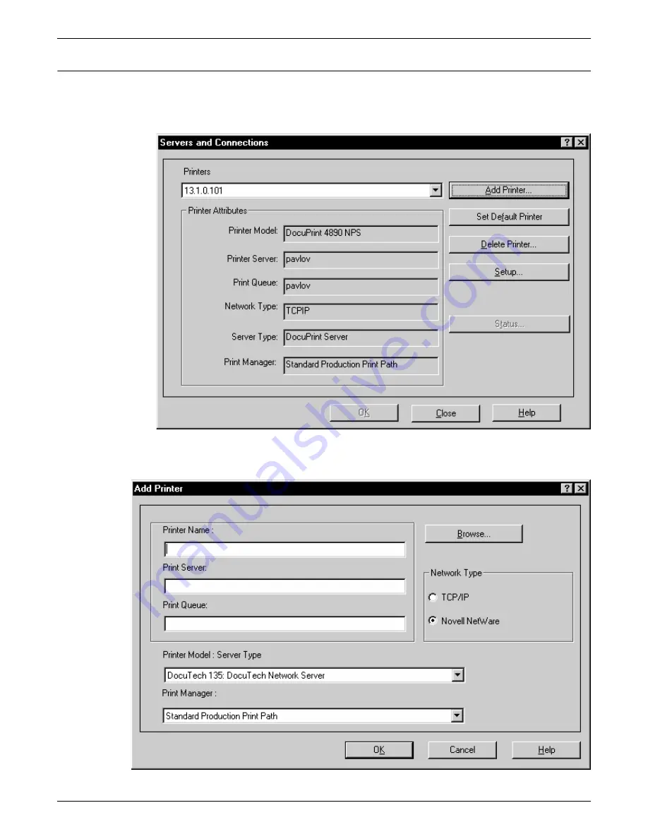 Xerox DocuPrint Network Printer Series Guide Client Manual Download Page 168