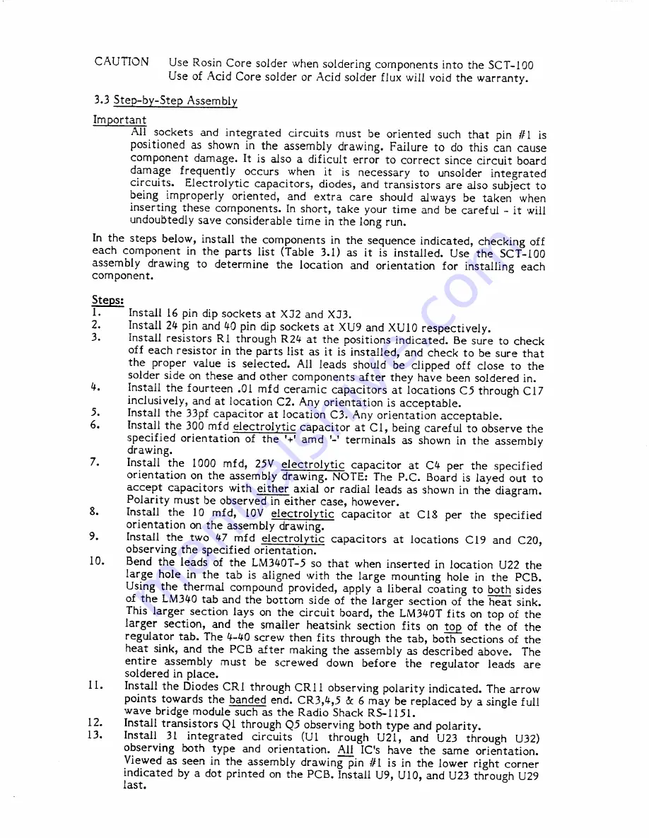 Xitex SCT-100 Series Assembly And Operation Manual Download Page 5