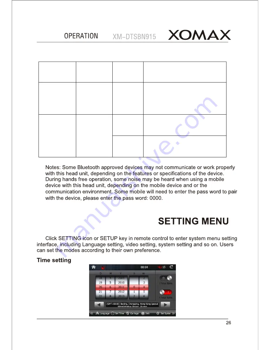 Xomax XM-DTSBN915 Owners And Installation Manual Download Page 26