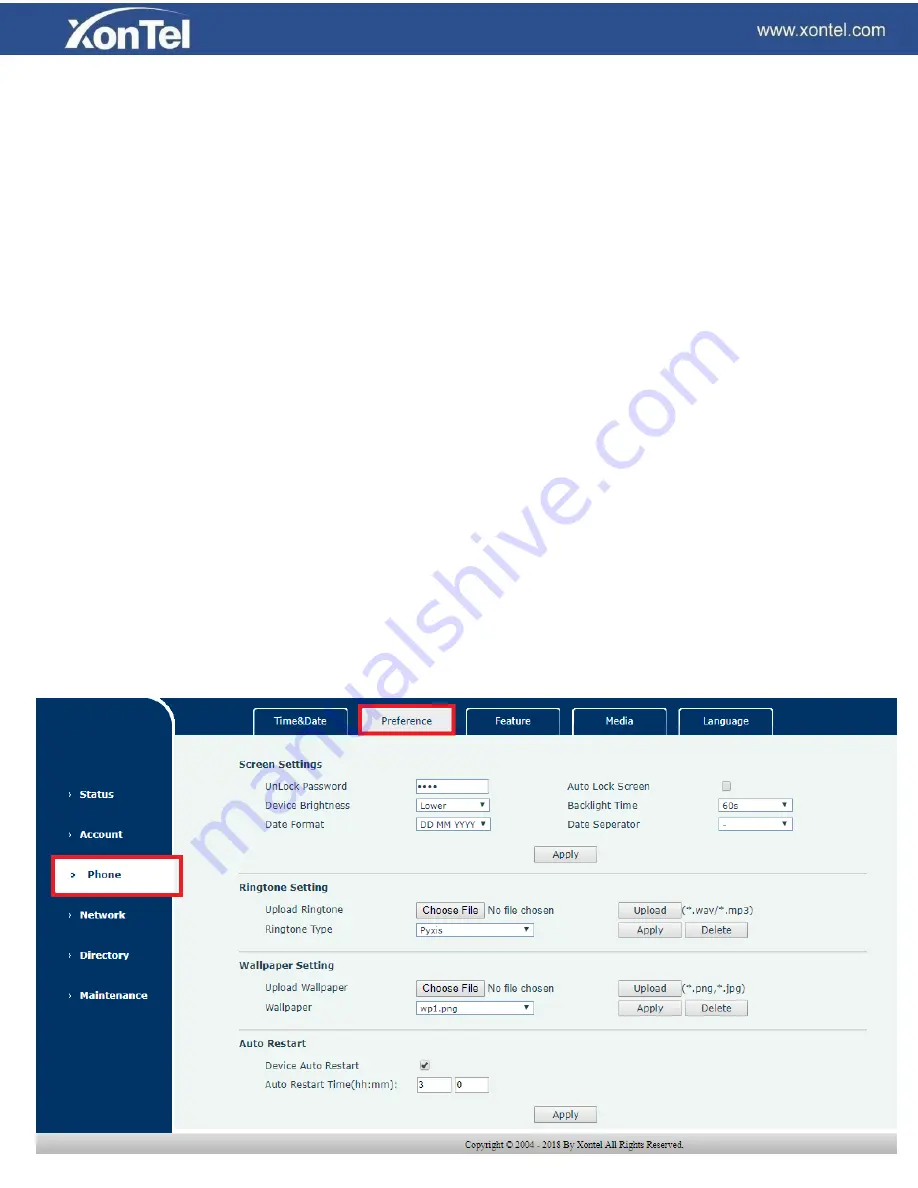 XONTEL XT-16W User Manual Download Page 62