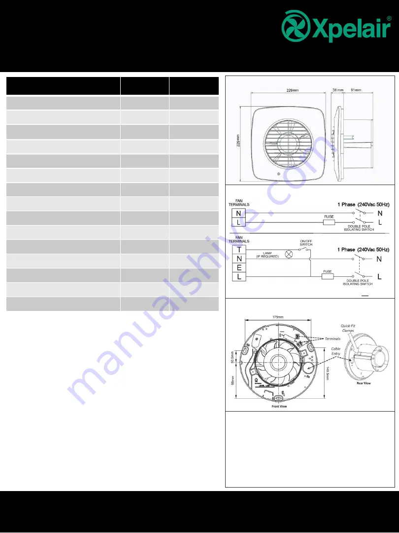 Xpelair Simply Silent DX150 Manual Download Page 2