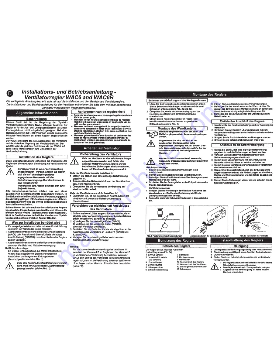 Xpelair WAC6 Installation And Operating Instructions Manual Download Page 8