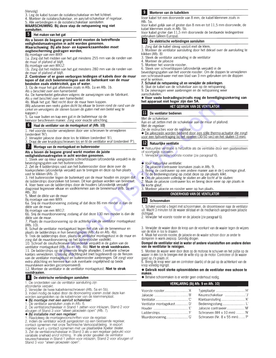 Xpelair WX12 Installation And Operating Instructions Manual Download Page 13