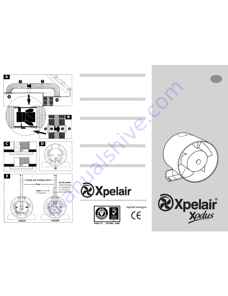 Xpelair Xodus XXS100 Installation Instructions Download Page 1