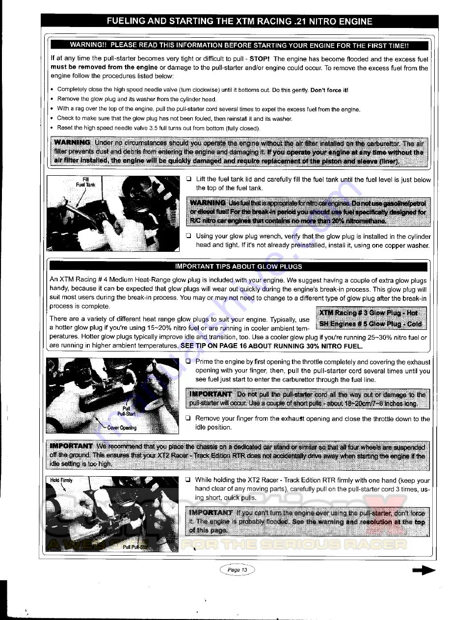 XTM Racing XT2 Racer Operating Instructions Manual Download Page 13