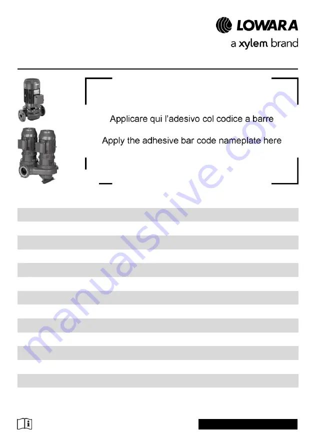 Xylem LOWARA e-LNE Series Скачать руководство пользователя страница 1