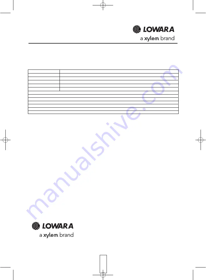 Xylem LOWARA F 1-2 Operating And Maintenance Instructions Manual Download Page 6