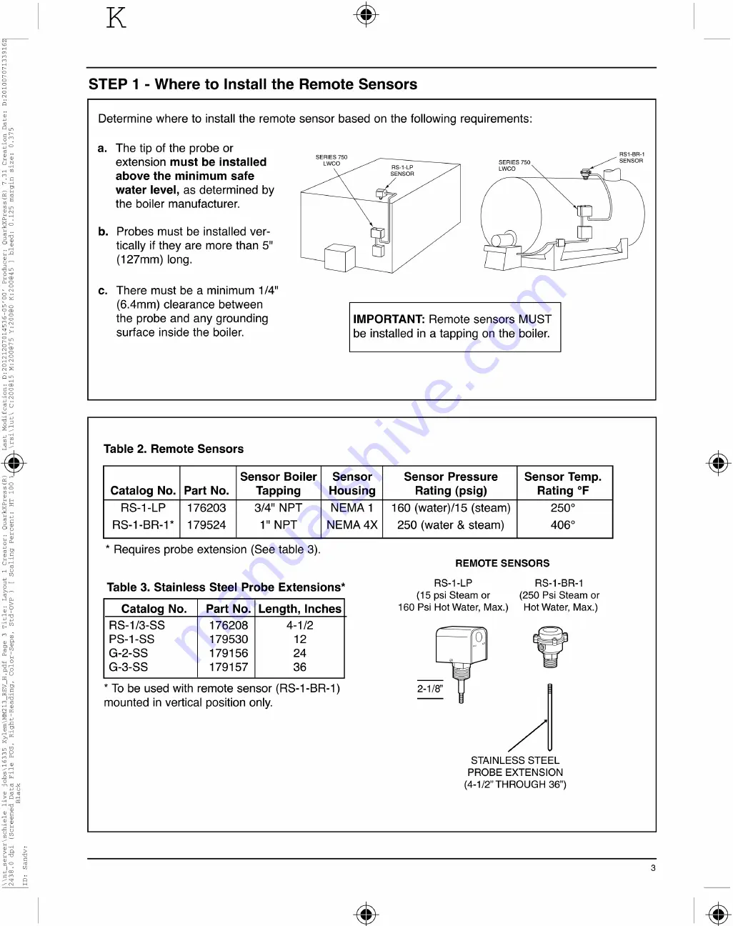 Xylem McDonnell & Miller GUARD DOG 750-MT-120 Instruction Manual Download Page 3