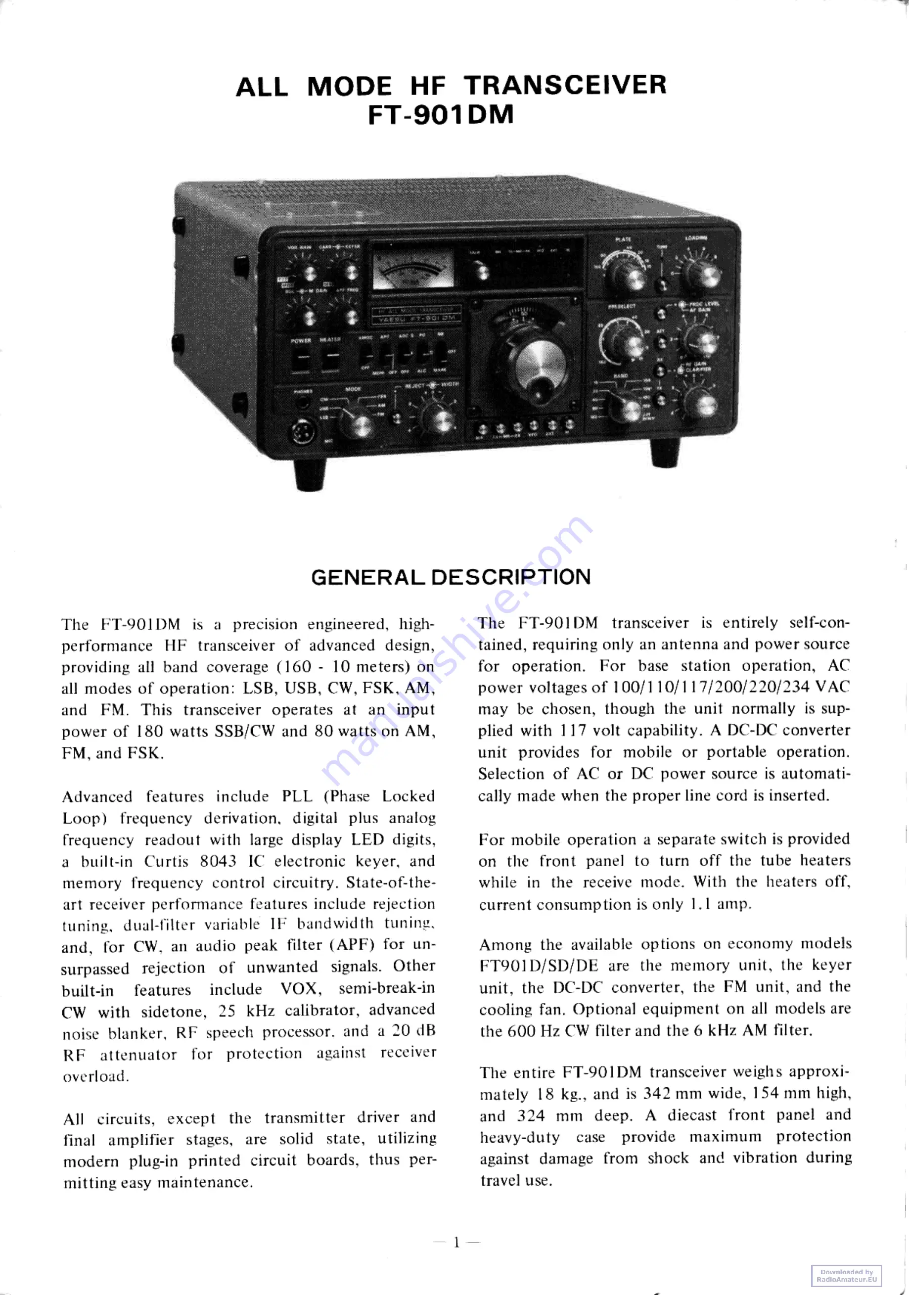 Yaesu FT-901DM Instruction Manual Download Page 3