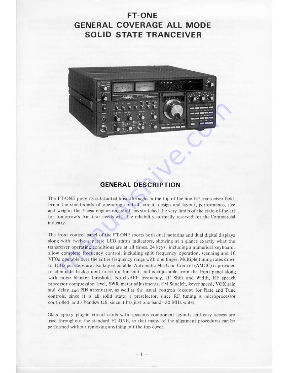 Yaesu FT-One Скачать руководство пользователя страница 2