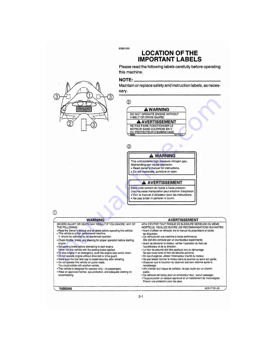 Yamaha 1982 SRX600C Owner'S Manual Download Page 11