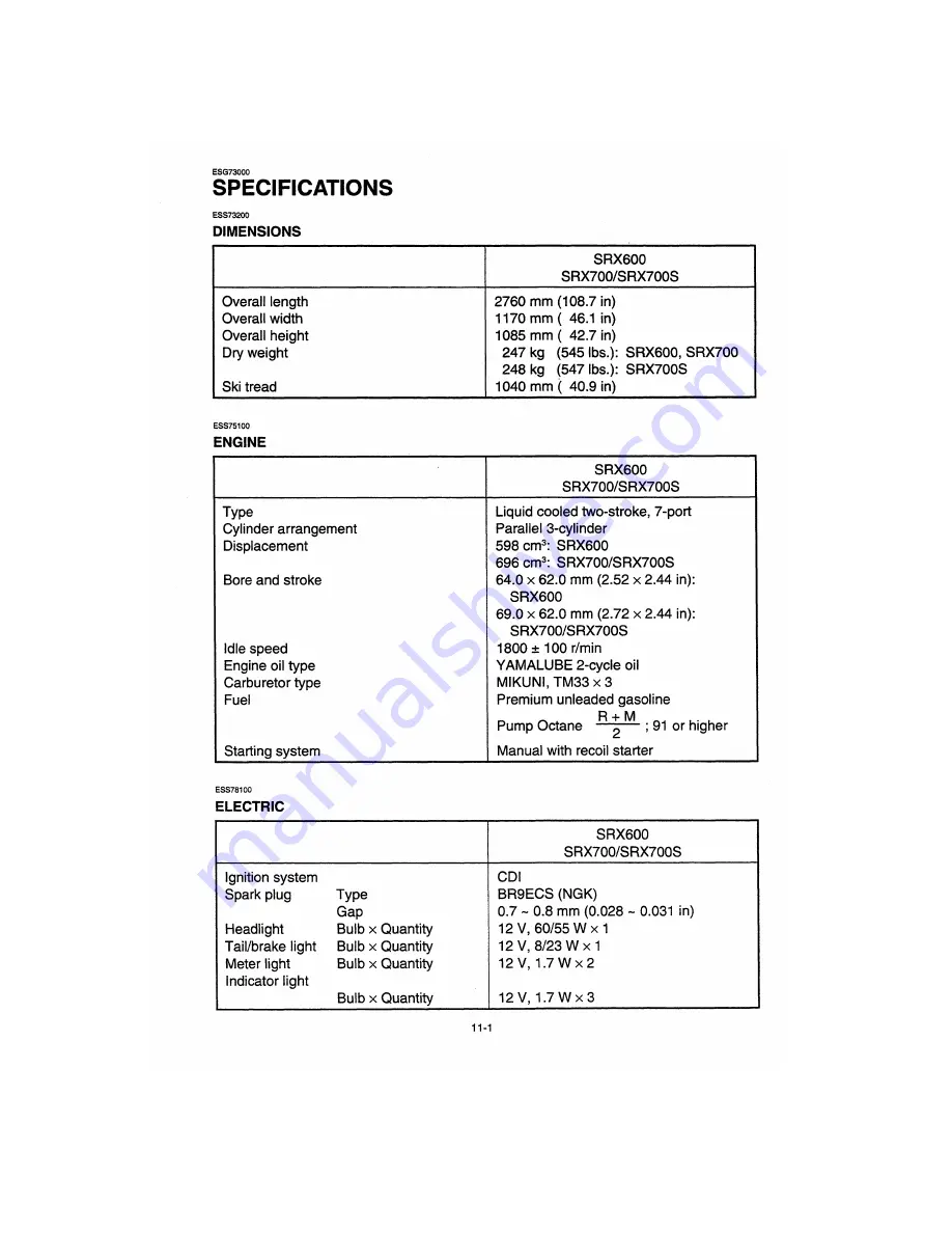 Yamaha 1982 SRX600C Owner'S Manual Download Page 77