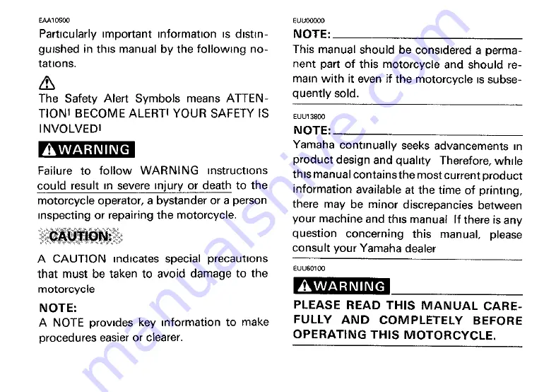 Yamaha 1992 XV535B Owner'S Manual Download Page 4