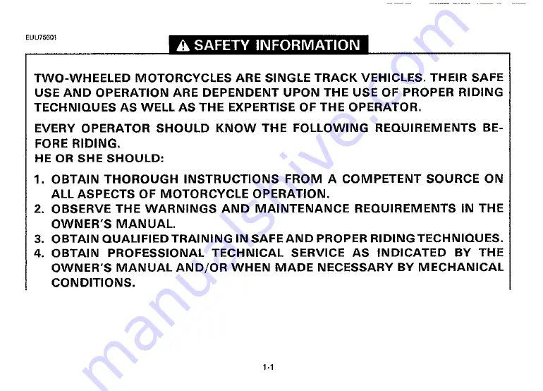 Yamaha 1992 XV535B Owner'S Manual Download Page 8