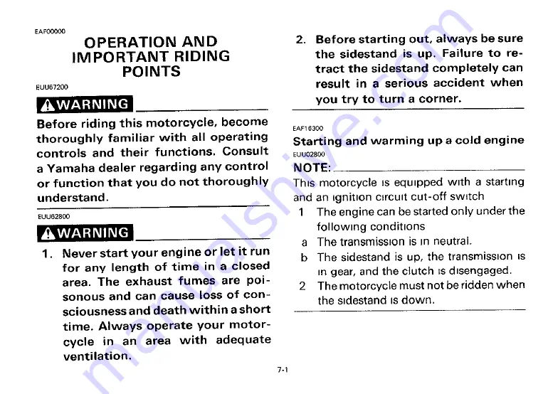 Yamaha 1992 XV535B Owner'S Manual Download Page 43