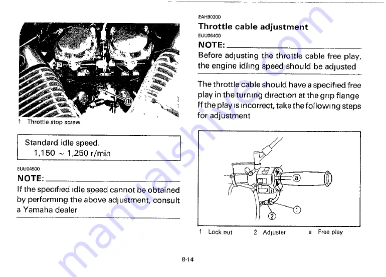 Yamaha 1992 XV535B Owner'S Manual Download Page 62