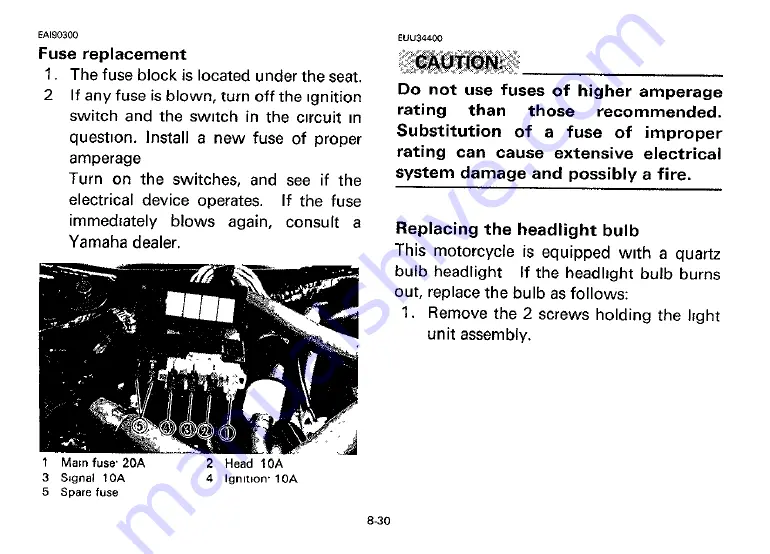 Yamaha 1992 XV535B Owner'S Manual Download Page 78